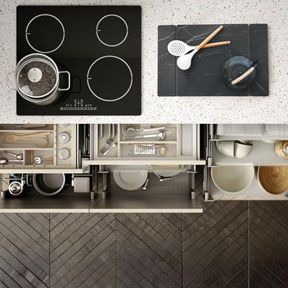 Selegna Stone Drying Mat for Kitchen Counter, Diatomite Stone Dish Drying Mat & Kitchen Sink Mat, Quick-Dry Diatomaceous Earth Counter Mat, Collapsible Tri-Panel Design - color: Charcoal