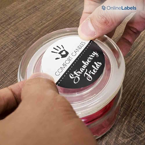2" Round Labels - Permanent Adhesive, White Matte - Great for Candle and Jar Lids, Products, Favor Labels - Pack of 20,000 Circle Stickers, 1,000 Sheets - Inkjet/Laser Printers, OL5375WX, OnlineLabels - size: 1000 Sheet Pack