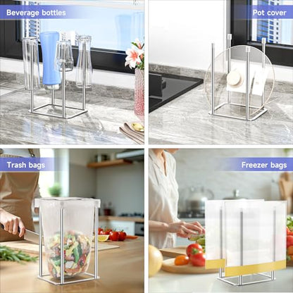 Water Bottle Drying Rack Reusable Bottle Rack Dryer Kitchen Stand Holder Metal Countertop Baby Bottle Drying Rack Water Cup Drying Rack for Plastic Bags, Bottles and Cups (Sliver, Small) - size: Small