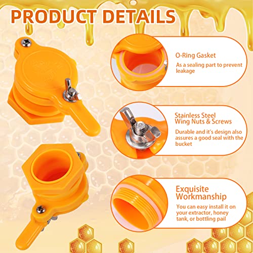 2Pcs Honey Gate Valve for 5 Gallon Bucket, Bee Honey Extractor Tap, Nylon Honey Bucket Gate for Honey Equipment Beekeeping Supplies