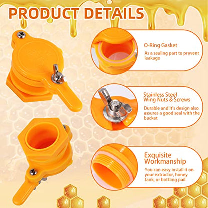 2Pcs Honey Gate Valve for 5 Gallon Bucket, Bee Honey Extractor Tap, Nylon Honey Bucket Gate for Honey Equipment Beekeeping Supplies