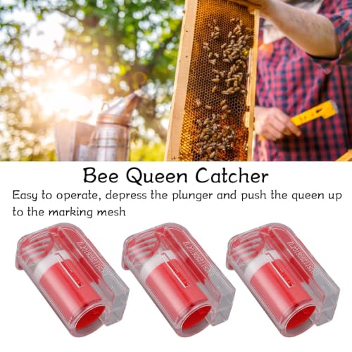 TOPINCN Queen Marking Kit Plastic Queen Bee Marking Cage Queen Marking Marker Bottle One Handed Bee Queen Marker Bottle Beekeeping Tools for Beekeepers(Red)