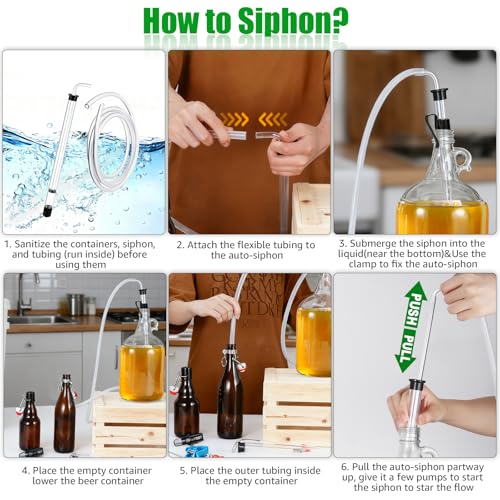 2Pcs 14” Auto Siphon with 5.5ft Food-Grade Silicone Hose 5/16” ID, Beer Bottle filling for Liquid Transfer Effortless Bottling Pump Homebrew Making Fermentation Mead