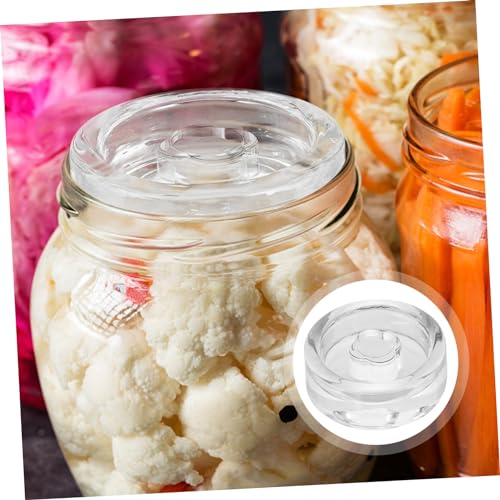 PRETYZOOM Wide Mouth Mason Jar Fermentation Glass Weight Lid for Pickle Can Lids Practical Fermenting Cover for Sauerkraut Kimchi Canning Easy Grip Glass Weight for Home Fermenting Jars