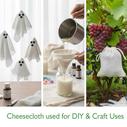 Urban Villa Cotton Grade 100 Cheese Cloths 6 Pack 20x20 Inches, Fine Mesh, 100% Unbleached Cotton, Reusable &Pre – Washed, Finished Edge, Butter Muslin Cloth for Straining & Cooking Cheese Making - color: Natural, size: 20 x 20 Inches / 6 Pieces