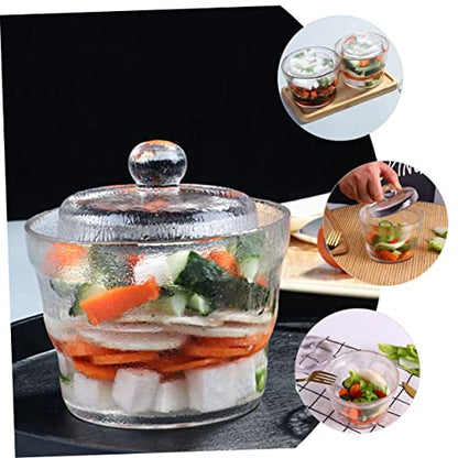 Healifty Japanese Style Round Glass Pickle Jar with Weighted Press Airtight Sealed Container for Kimchi and Pickled Vegetables Household Kitchen Storage Tank
