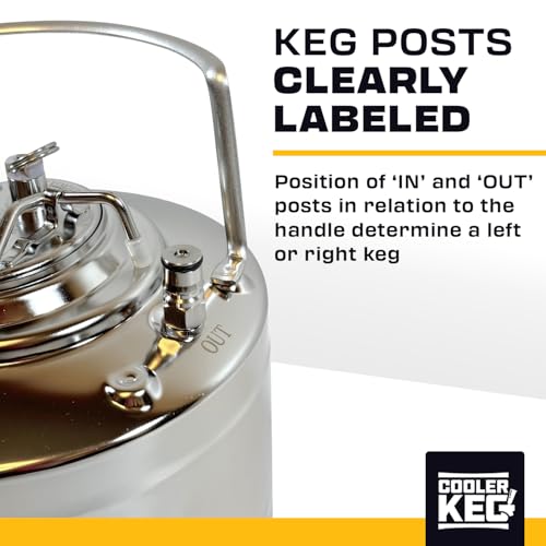 Refillable Keg LEFT – 1.75 gallon Stainless Steel Keg for Beer, Cocktails, Mixed Drinks, Cider, Seltzer, Ball Lock, Quick Disconnects, 6.5 liters, 228oz - size: Left - 1.75 gallons