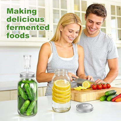 Fermentation Kit for Wide Mouth Mason Jars (86mm), 316 Stainless Steel Fermentation Lids, Glass Weights, Airlock System, Complete Home Fermenting Set (Jars Not Included)