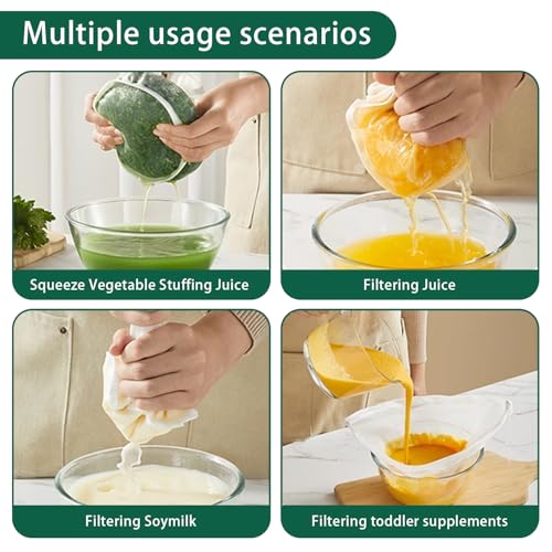 6 PCS Cheese Cloths Bag For Straining, Nut Milk Bag | Reusable Straining Bags for Vegetable, Soy Milk, Dumpling Fillings,Squeeze Bags for Straining Oat Milk, Celery Juice Nut