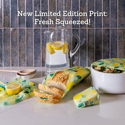 Bee's Wrap - Limited Edition - Beeswax Wraps for Food - 3 Pack of Assorted Beeswax Wraps - Small, Medium & Large Wrap - Plastic Free Made in USA Reusable Natural Food Wrap - Fresh Squeeze Print - style: 3 Pack (Fresh Squeeze)