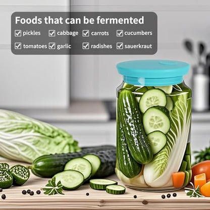 Waterless Airlock Fermentation Lids Wide Mouth Mason Jars Silicone Fermenting Lids for Pickles, Kimchi, and Fermented Probiotic Food 5 Pack (Jars Not Included) - color: (Purple+Black+Grey+White+Mint)