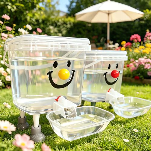 Pets Water Dispenser with Large Capacity Small Large Cats ＆ Dogs No Spilling Automatic Gravity Water Bowl Auto Fill Waterer Dish Self Watering Animal Water Fountain Feeder (Red, 0.8, Gallons) - color: Red