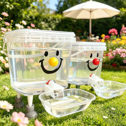 Pets Water Dispenser with Large Capacity Small Large Cats ＆ Dogs No Spilling Automatic Gravity Water Bowl Auto Fill Waterer Dish Self Watering Animal Water Fountain Feeder (Red, 0.8, Gallons) - color: Red