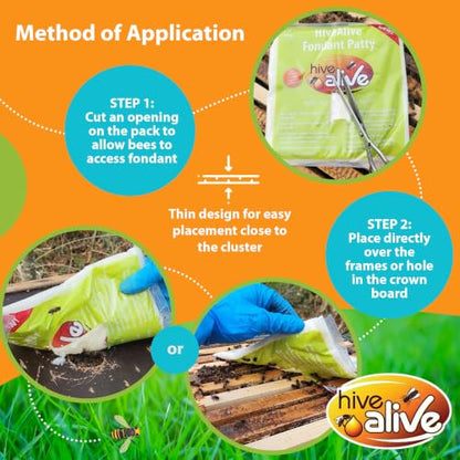HIVE ALIVE Fondant Bee Food Supplement – Easy to Use Feed Enhancer Prevents Starvation During Overwintering – HiveAlive Feeding Program - Single - size: 1 Count (Pack of 1)