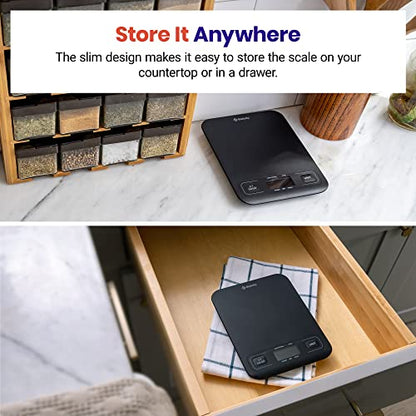 Etekcity Food Kitchen Scale, Digital Mechanical Weighing Scale,Grams and Ounces for Weight Loss, Baking, Cooking, Keto and Meal Prep,Packages, Liquids, Jewelry, LCD Display, Medium, Black - color: Midnight Black