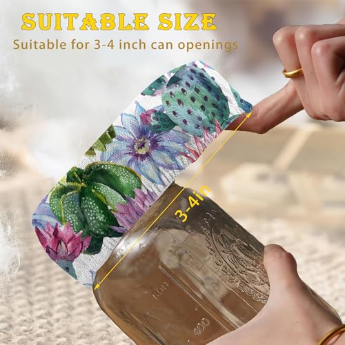 Cactus Flower Cloth Covers for Sourdough Starter Jars, Heat Preservation to Increase Fermentation for Bread Sewn Cloth Cover for Sourdough Starter（5 Pack） - color: Watercolour Cactus Flower