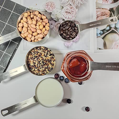 Measuring Cups Set, 18/8 Stainless Steel Measuring Cups for Dry & Liquid, Metal Measure Cups With Bonus Magnetic Conversion Chart for Kitchen & Baking - size: A: 8cups