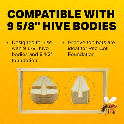 Mann Lake 9 1/8" Deep Unassembled Beekeeping Frames, Groove Top and Bottom, No Holes in Endbars, Designed for High Precision and Durability, Compatible with All Uncappers, 100 Pack, Made in the USA - size: 9-1/8-Inch