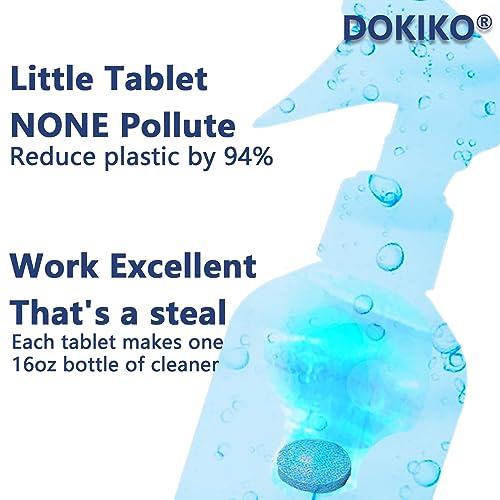 DOKIKO 100 PCS Glass Cleaner Refill,Glass Clean Tablets, Window Clean Refill Tablets, Plastic-Free Formula for Windows,1600fl oz Spray Plastic-Free Formula for Windows, Mirrors & Windshields - size: 100 Count (Pack of 1)