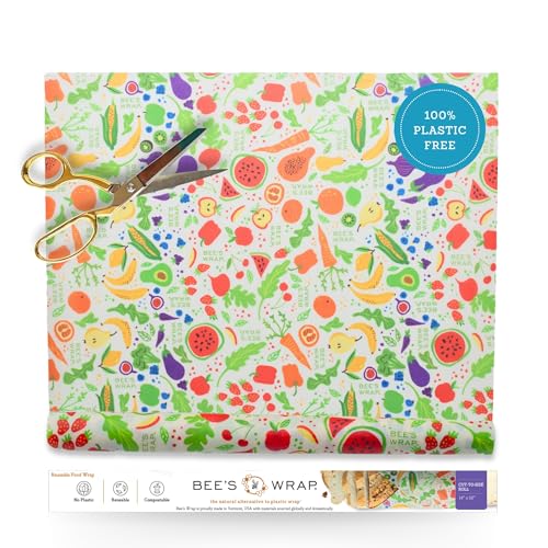 Bee's Wrap Beeswax Wraps for Food - Cut to Size 14x52" Beeswax Wrap Roll - Plastic Free Made in USA Reusable Natural Food Wrap - Garden Party - style: Garden Party