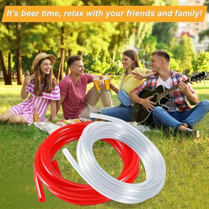 10FT Kegerator Line CO2 Hose Dual Lines Kit，3/16" Beer Line Tubing & ID 5/16" CO2 Gas Line Kegerator Replacement Line Food-Grade PVC Tube Draft Beer Keg Faucet Tube with 6 PCS Hose Clamps - size: 10Ft Beer Line +10Ft Gas Line