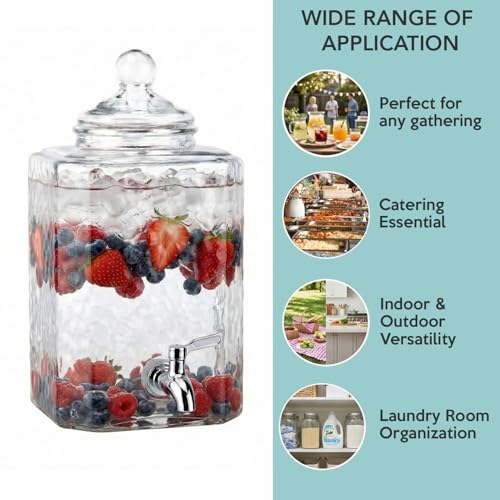 Style Setter Homestead Beverage Dispenser Cold Drink Dispenser w/ 2.5-Gallon Capacity Glass Jug, Leak Proof Acrylic Spigot Great for Parties, Weddings & More | Dispenser Set for Parties, Weddings Perfect w/ Cold Drinks, Lemonade, Cocktails, Juice – Party