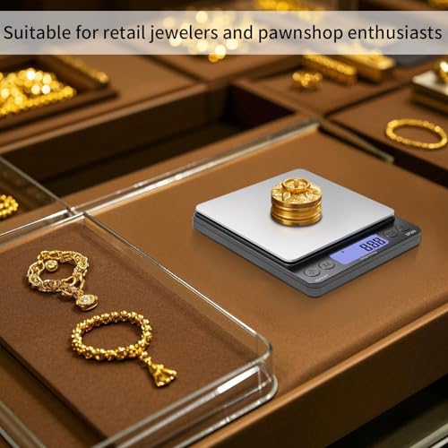 SKEAP Digital Jewelry Scale – 500g x 0.01g Precision Gold Scale for Jewelers & Collectors, Digital Coin Scale with Backlit LCD, Tare Function– Ideal for Gemstones, Bullion & Coins.