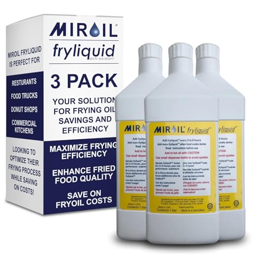 3 x 1 Liter Bottle FryLiquid by MirOil, Antioxidant & Removes Unhealthy Fats, Prevents Breakdown, Vitamin Therapy & Extends Deep Fryer Oil Life for Donut Shops, Restaurants, Food Trucks & Food Service