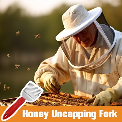 BuleVina Honey Uncapping Fork Tool Bee Keeping Shovel Knife Scraper with 18 Stainless Steel Tines and Plastic Handle Extractor Equipment Herramientas Apicultor