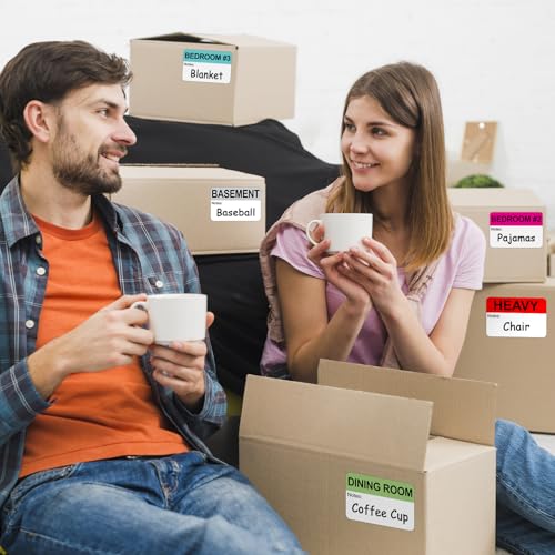 Kingtac 600 Writable Home Moving Stichers - 2' x 3', 20 Color-Coded Home Moving Packing Labels with Fragile, Extra, Heavy Options.Stick to Cardboard Boxes and Plastic Bins, No Extra Tape Needed - color: Mov-0305-40-600pcs