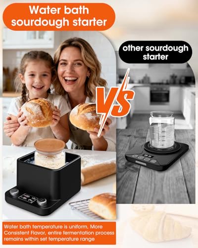 MYMULIKE Sourdough Starter Warmer - Water Bath Warming with Timer and Precise 1°F Control (70-104°F), Even Heating, Improve Fermentation Success Rate, Ideal for Yeast Cultivation & Home Baking - color: Black