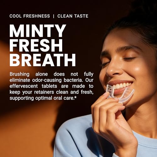 Retainer Cleanser Tablets Cleaner, Removes Odors Discoloration Stains and Plaque 2 Month Supply Denture Cleansers Retainers Mouth Guards Denture Bath Mint by M3 Naturals (Pack of 2) - size: 60 Count (Pack of 2)