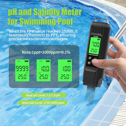 PH Meter,5 in 1TDS Meter,Salinity Tester,EC Meter,Temp,pH Meter for Water,TDS Meter Digital Water Tester,EC Meter Hydroponics,pH Tester Digital PPM Meter,Pool Salt Tester. - size: NEW 5 in 1