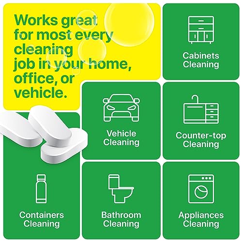 Multipurpose Cleaning Tablets - Powerful All-Purpose Cleaner for Water Bottles Surfaces - Eco-Friendly and Gentle - 12 Pack Aloe Scented Refill Tablets - for Home Kitchen Office and Vehicles