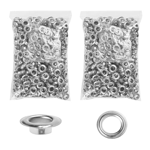 KING PIECES 2000pcs Grommets 1/4 Inch (6mm) Washers and Grommets Kit for Grommet Tool, Banner & Posters Metal Grommets Eyelets for Fabric Clothes Leather Belt Punching - color: Silver, size: 2000pcs 1/4 Inch