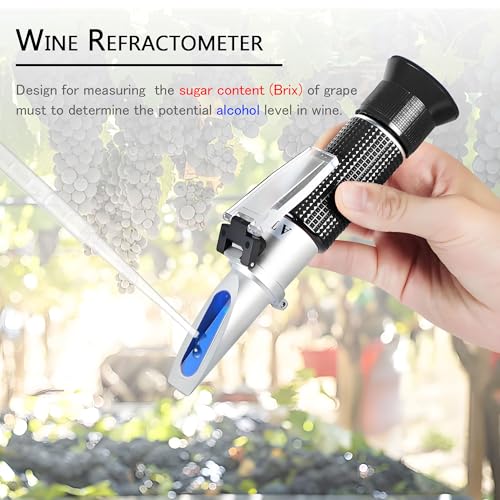 Wine Refractometer,V-Resourcing Hand Held Brix/Alcohol Refractometer with ATC for Wine Making Homebrew Kit, Dual Scale(Brix 0-40%, Alcohol 0-25%) - color: Wine Refractometer (Brix & Alcohol)