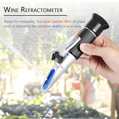 Wine Refractometer,V-Resourcing Hand Held Brix/Alcohol Refractometer with ATC for Wine Making Homebrew Kit, Dual Scale(Brix 0-40%, Alcohol 0-25%) - color: Wine Refractometer (Brix & Alcohol)
