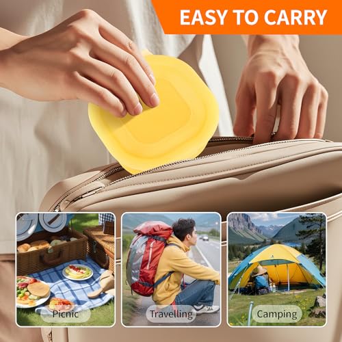 Silicone Cheese Container for Refrigerator, Yellow Sliced Cheese Container Holder Cheese Storage Keeper for fridge, Snack Food Storage Container Box, 7oz Bowl with Lid Stackable Dishwash-safe