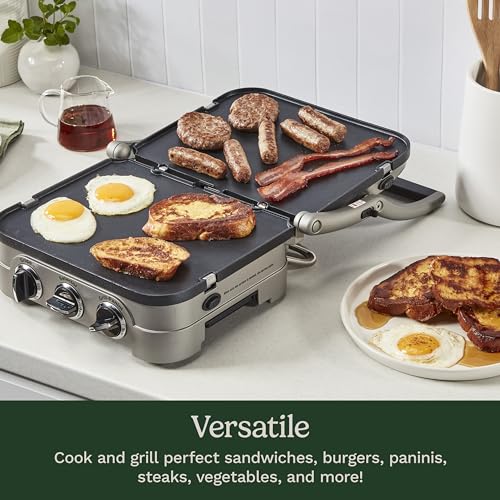 Cuisinart Griddler Indoor Grill, Panini Press, Sandwich Maker & More, 5-in-1 Grilling, Dishwasher-Safe Nonstick Cooking Plates, GR-4NNAS, Stainless Steel - style: New Version - Griddler