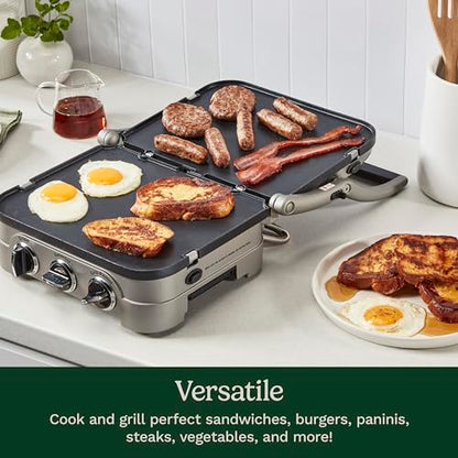 Cuisinart Griddler Indoor Grill, Panini Press, Sandwich Maker & More, 5-in-1 Grilling, Dishwasher-Safe Nonstick Cooking Plates, GR-4NNAS, Stainless Steel - style: New Version - Griddler