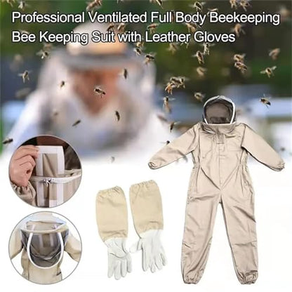 Beekeeping Suit Professional Protective Clothing Beekeeping Protective Equipment Apicultura Clothes Beekeeper Costume Veil Hood Hat Anti-Bee (Protective Gloves XX)