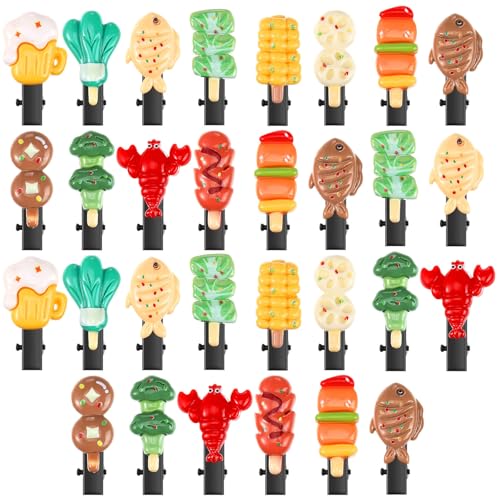 30 Pcs Bean Sprout Hair Clips Rave Mixed Style Plant Hairpins Hair Accessories for Party Irish(Bbq) - style: Bbq