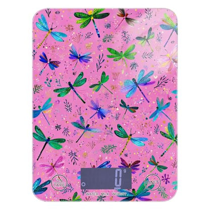 Food Scale Kitchen Scale Food Weight Scales Digital Weight Grams and Ounces Small Electronic Food Scale for Baking Cooking Deep Pink Dragonflies and Leaves - color: Deep Pink Dragonflies and Leaves