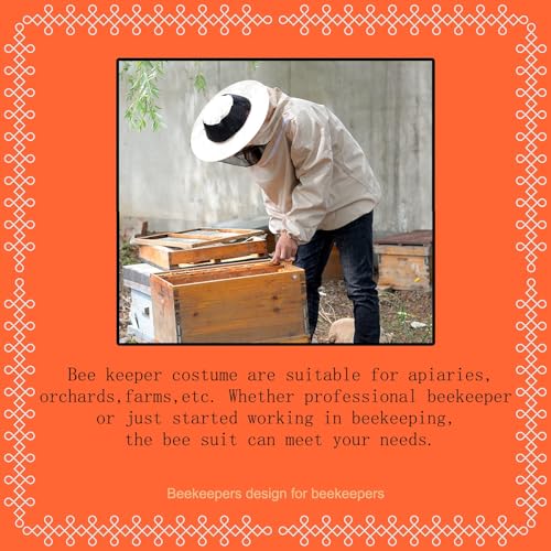 Bee Suit Bee Jacket Beekeeping Smock Protective Suit Jacket with Glovesfor Beginner & Professional Beekeepers