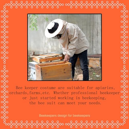 Bee Suit Bee Jacket Beekeeping Smock Protective Suit Jacket with Glovesfor Beginner & Professional Beekeepers