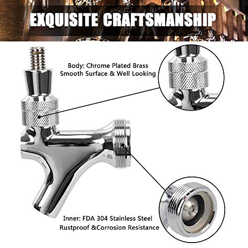 OneBom Beer Faucet with Nipple 4'' Shank Assembly,3/16’’I.D. Bore for Keg Fridge Keezer (4'' Shank) - color: 4'' Shank