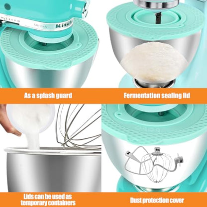Silicone Mixers Bowl Cover Compatible with KitchenAid 4.5-5 Quart Tilt-Head Stand Mixers Bowl,with Collapsible Small Bowl(Green) - color: Green