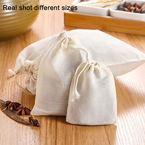 Natural Cotton Drawstring Muslin Bags, 6 x 8 inches, 20 PCS | Reusable, Unbleached Cotton, Cheesecloth, Coffee Tea Brew, Nut Milk Bags - size: 6 x 8 inches