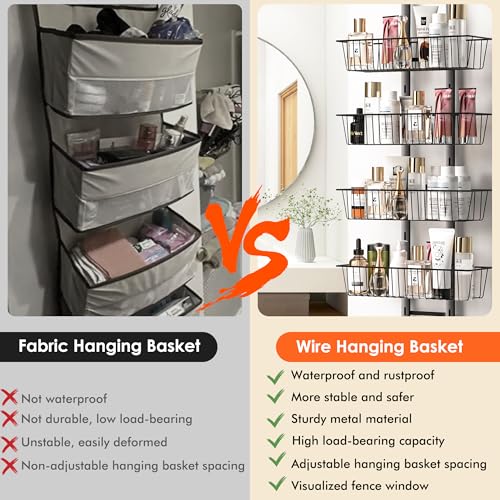 LUXEAR Over the Door Pantry Organizer, 6-Tier Adjustable Over the Door Hanging Spice Rack, No-Assembly Foldable Metal Over the Door Organizer for Kitchen, Home, Laundry Room, Bathroom - size: 6-Tier