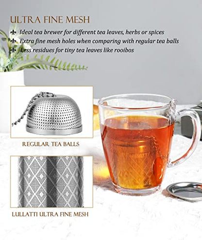 Tea Infuser (1 Pack), Extra Fine Mesh Loose Leaf Tea Steeper with Diamond Pattern & Extended Long Chain, 18/8 Stainless Steel Tea Ball Strainer for Brewing All Kinds of Tea - color: 1 Pack, size: Small-Diamond